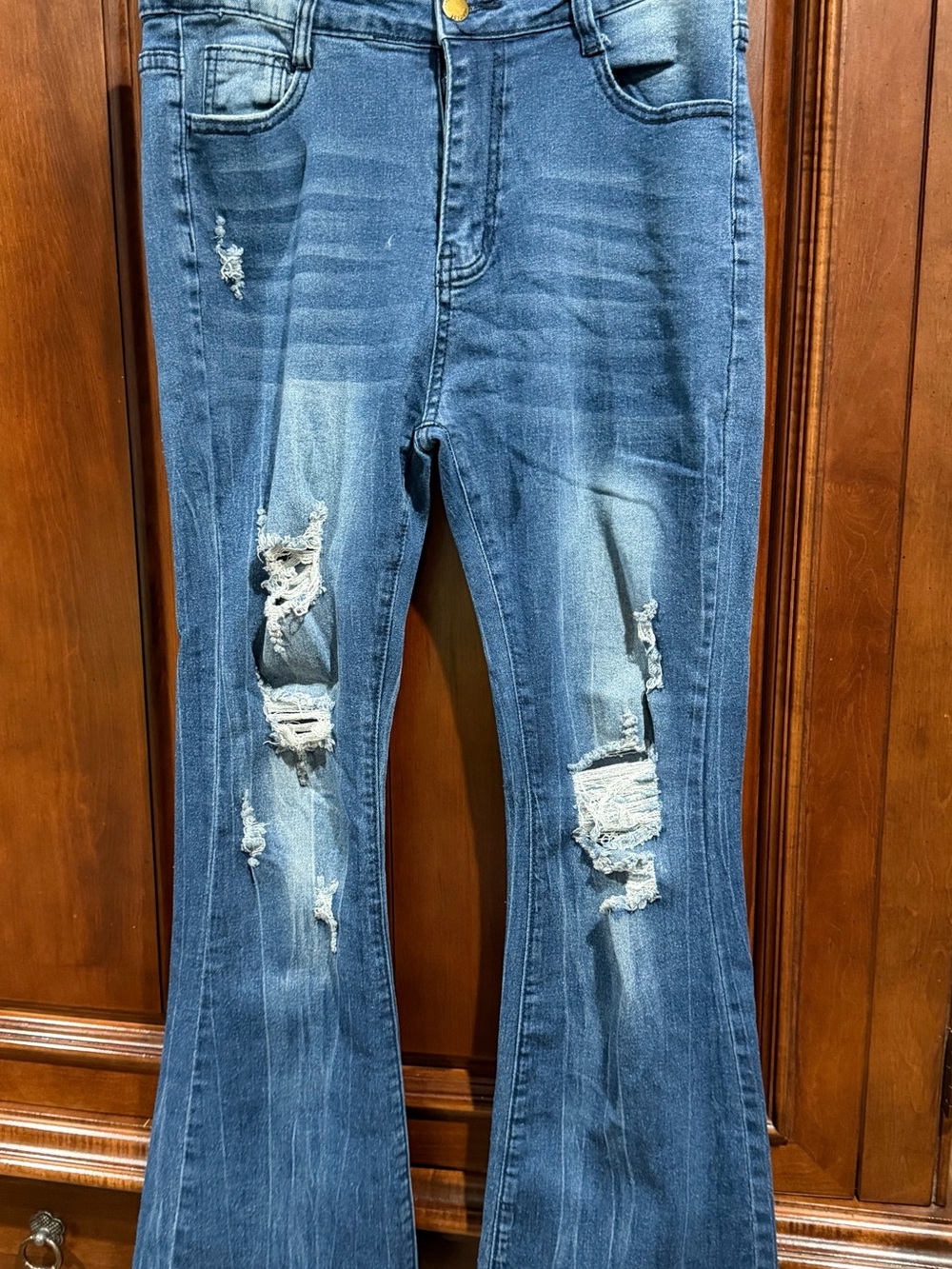 Distressed Women's Blue Flare Jeans